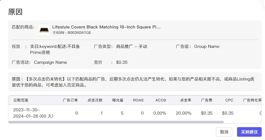tool4seller 广告洞察建议亚马逊预算和竞价建议截图