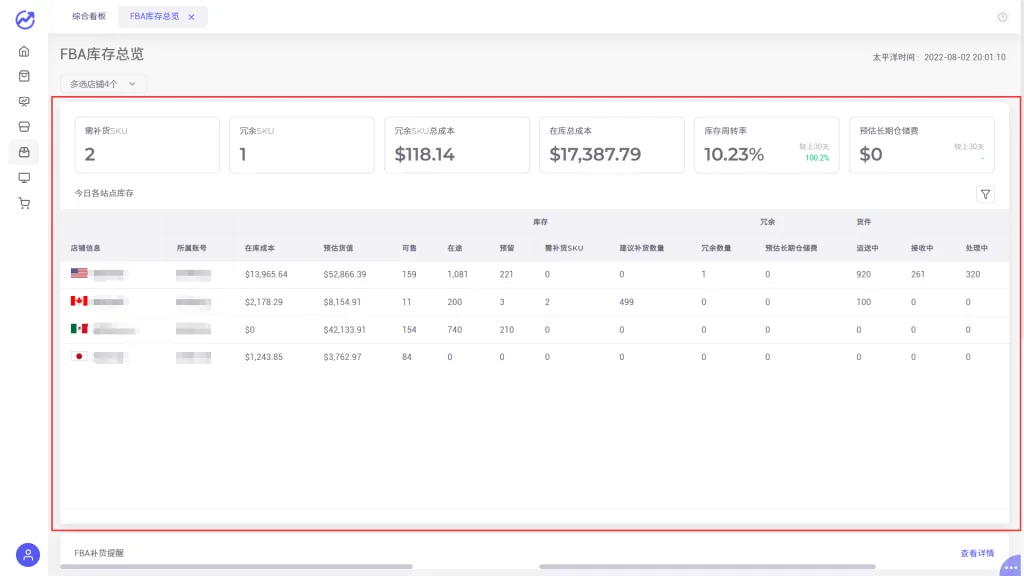 tool4seller 6.1 FBA库存总览截图,展示第2张操作界面