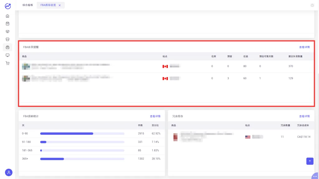 tool4seller 6.1 FBA库存总览截图,展示第3张操作界面
